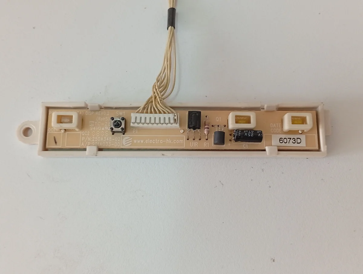Placa Electrónica Aire Acondicionado PCB DCR (DELTA) DISP REV0.2 (RoHS)/ P/N:250A348-02/ A/P:901A033-00/6073D
